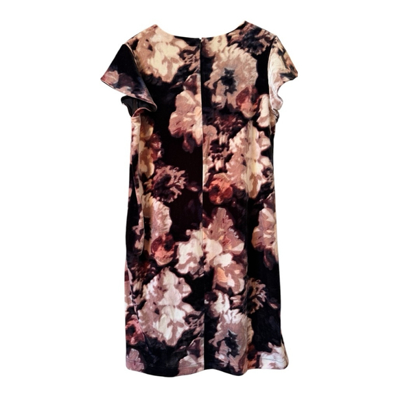EUC Women's Cynthia Rowley Crushed Velvet Black Dress Size M Pink Floral - Picture 6 of 9